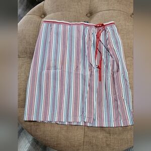 Ann Taylor Wrap Striped Skirt with Tie Detail